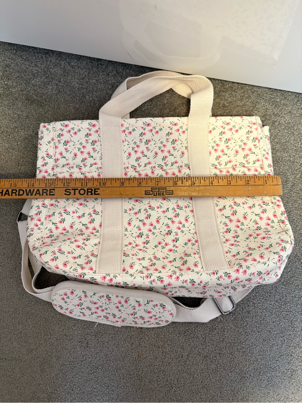 Floral Fabric Tote Bag in Cream with Pink Roses	🌹🌸❤️💐🌹🥀